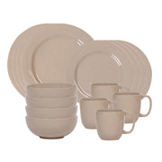 Everything you need to set a stylish place at your table, this collection is perfect for parties, and eminently useful for every day. Inspired by the Portuguese regard for objects found in their most natural and uncontrived state, we created this simultaneously modern and timeless collection - simply beautiful by design, richly textural, and the perfect neutral canvas to serve up your every culinary adventure. Offered in a chic and versatile taupe hue, this 16 piece set provides service for four and include