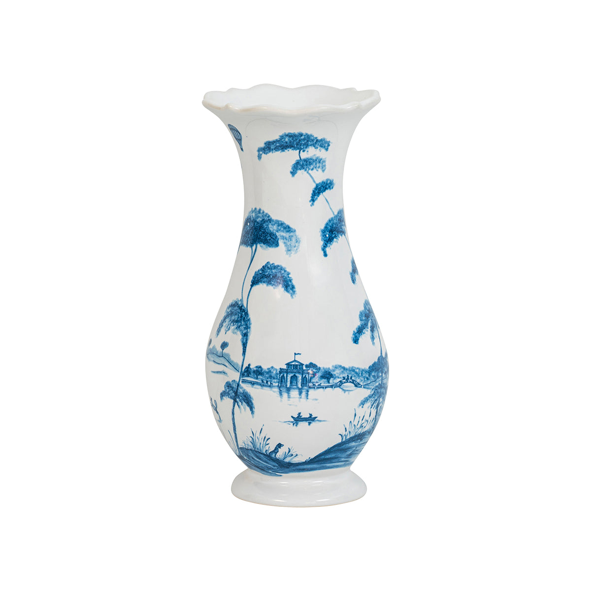 From our Country Estate Collection - Our modernized version of classic 17th century Delftware from Holland, our hand-painted motif illustrates idyllic scenes from our fanciful Country Estate.