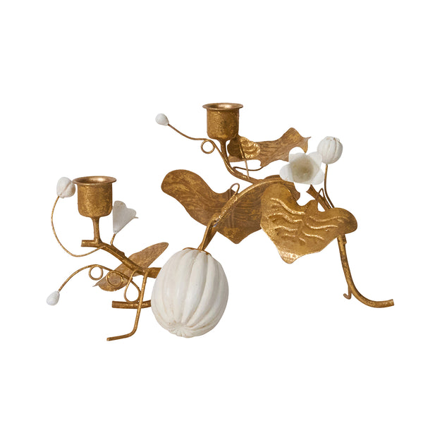 Forest Walk Pumpkin & Vine Double Candlestick Holder - Gold – Juliska