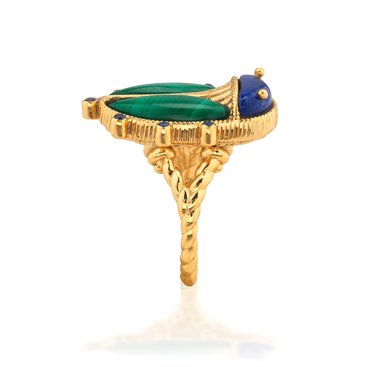 Scarab Grande Ring Lapis Malachite, alternate angle