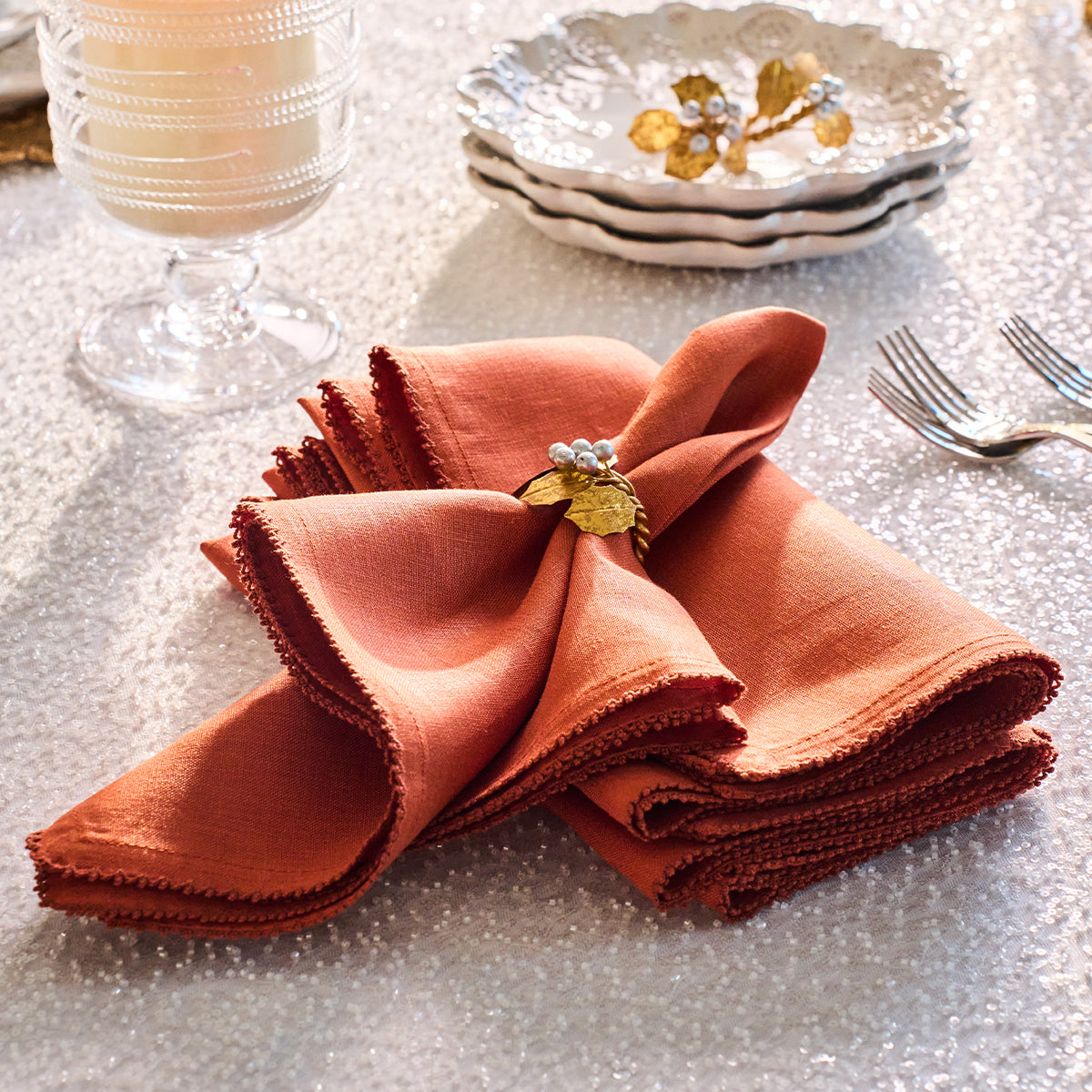 Berry Scallop Napkin Set/4 - Pumpkin - alternate angle
