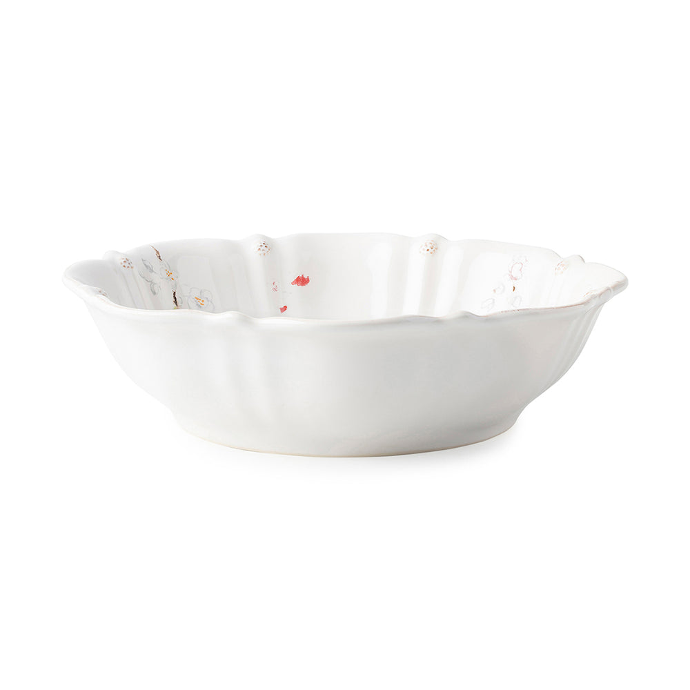 This whitewash bowl has a delicate Cherry Blossom design and nods to flowery blooms in its construction.