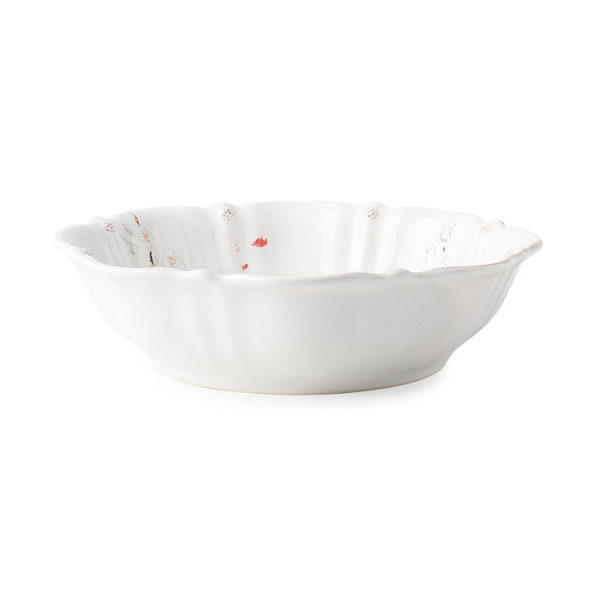 This whitewash bowl has a delicate Cherry Blossom design and nods to flowery blooms in its construction.