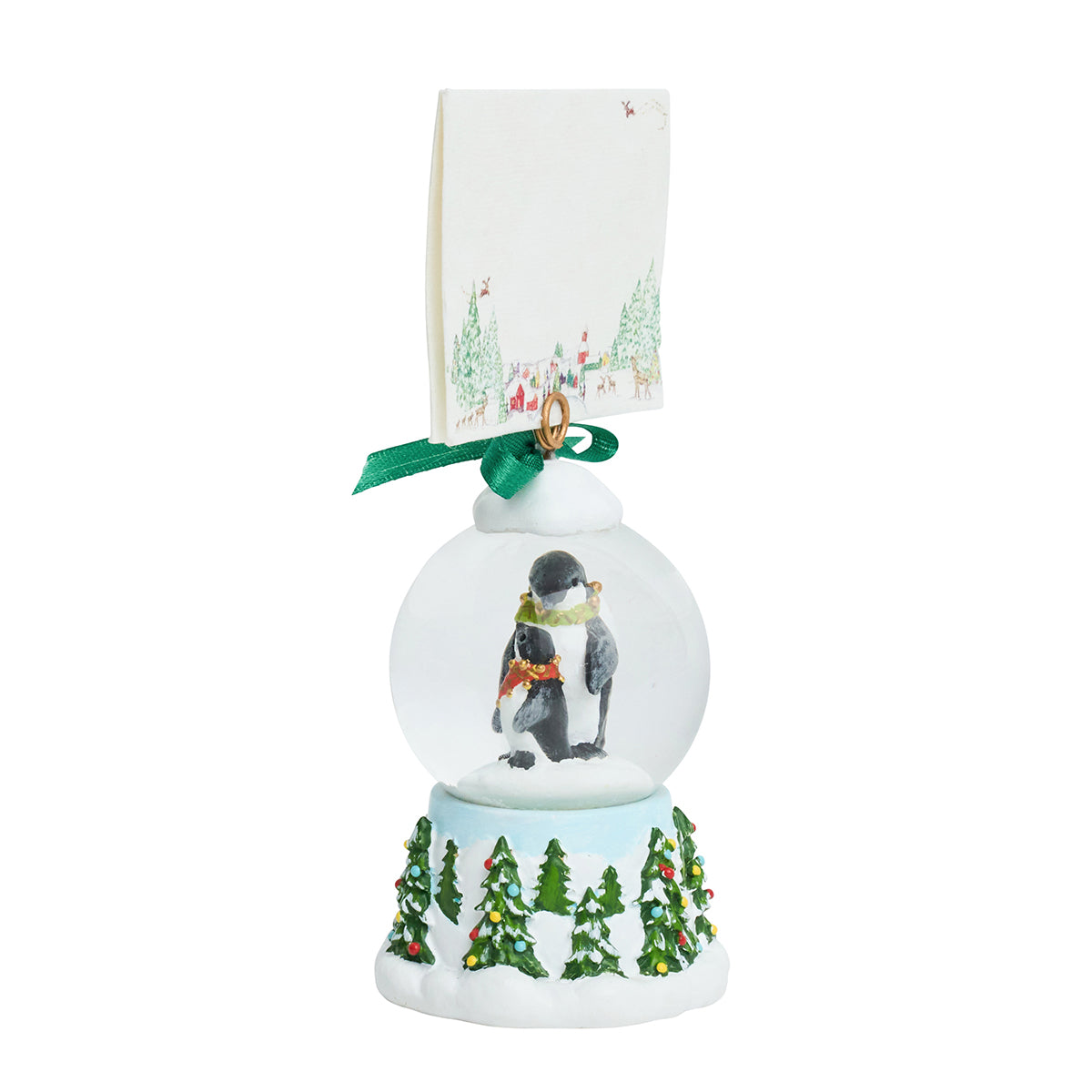 Berry & Thread North Pole Penguin Snow Globe Place Card Holder - detail view