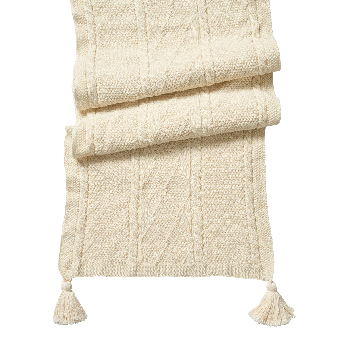 Berry & Thread Cable Knit 18" x 108" Table Runner - Ivory