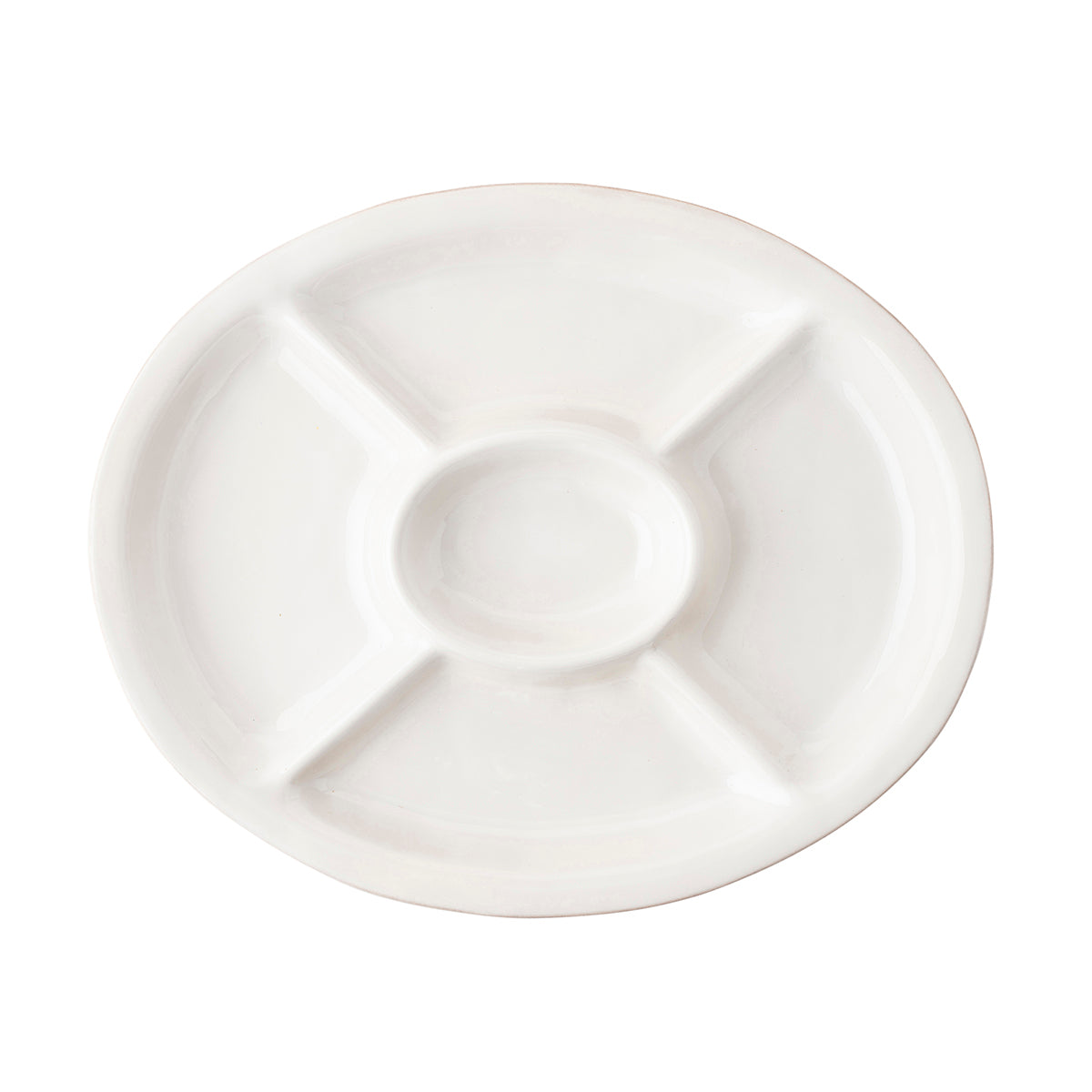Sleek and simple with a lustrous glaze, this platter makes an ideal backdrop for whatever fruit, veg, and dips you want to display for snacking on game day or for cocktail hour.