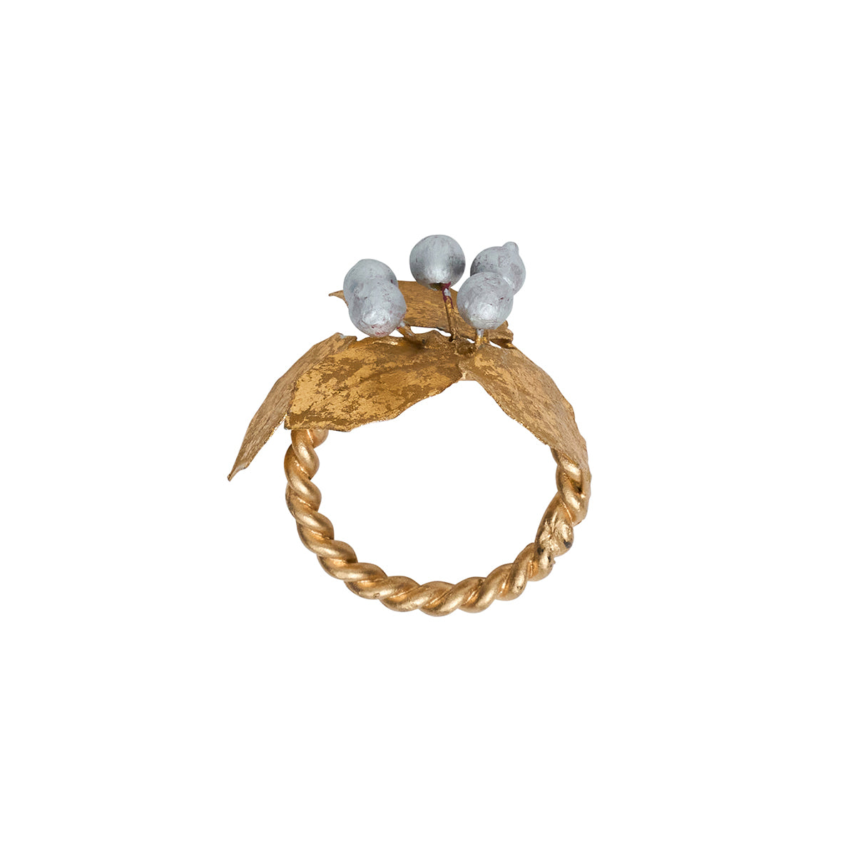 Forest Walk Holly with Berries Napkin Ring Set/4 - Gold/Silver - detail view