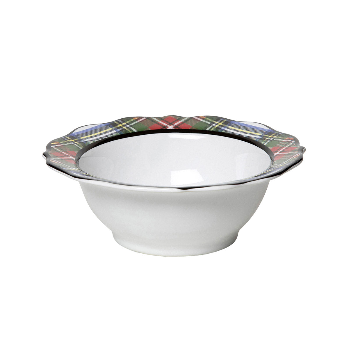 Trimmed with our signature Stewart tartan plaid on a scalloped ruffle rim, this cereal/ice cream bowl will infuse every bowl of morning oatmeal or midnight scoop of ice cream with festive Holiday cheer.
