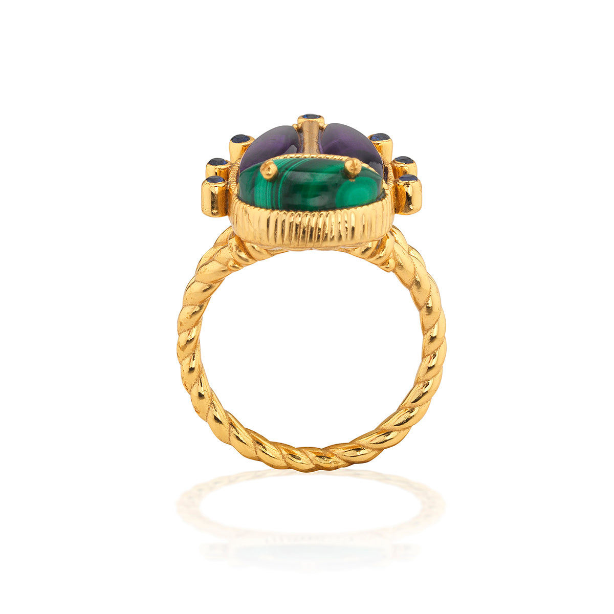 Scarab Grande Ring Malachite Amethyst, detail view