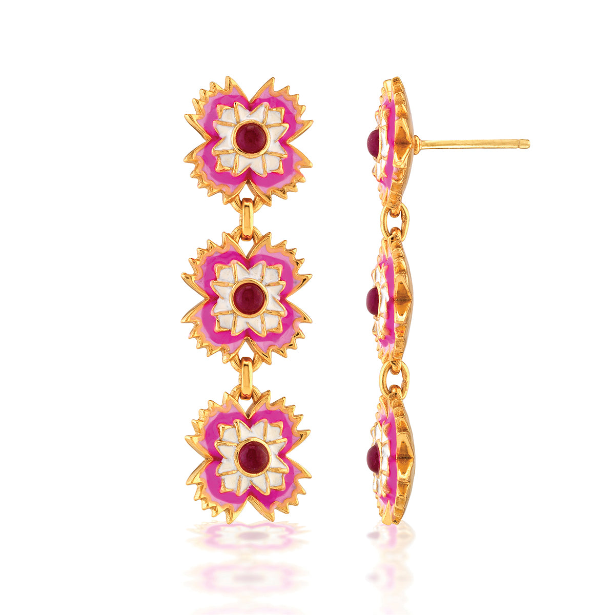 Dianthus Linear Earrings Pink, detail view