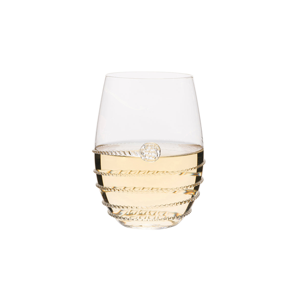 Amalia Stemless White Wine Glass - styled table setting view