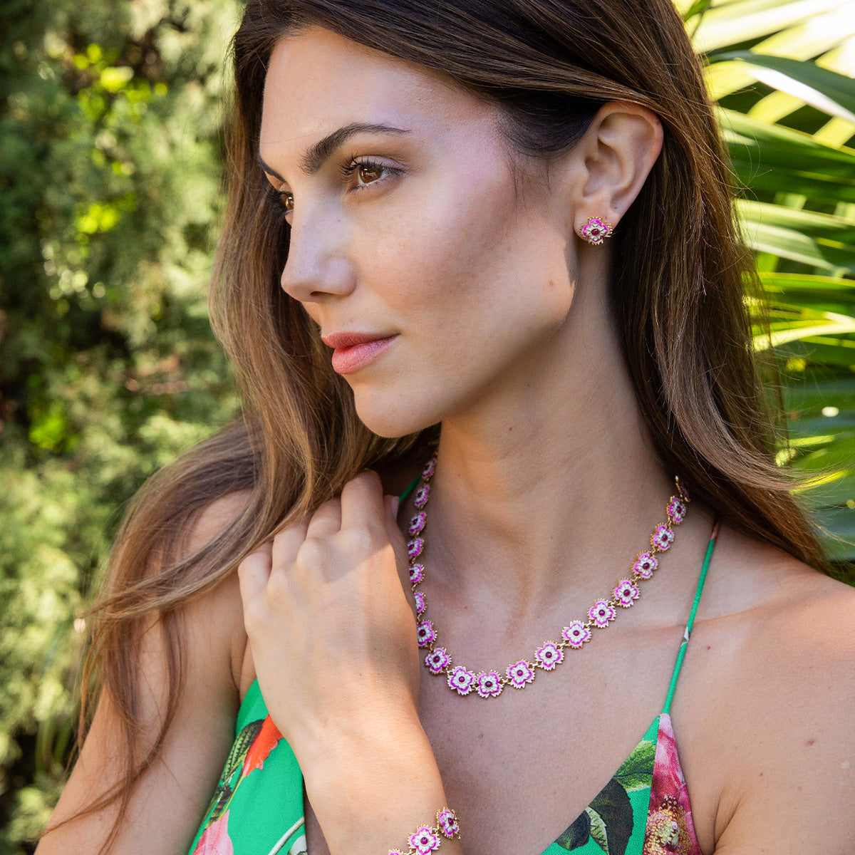 Dianthus Stud Earrings Pink, handcrafted details