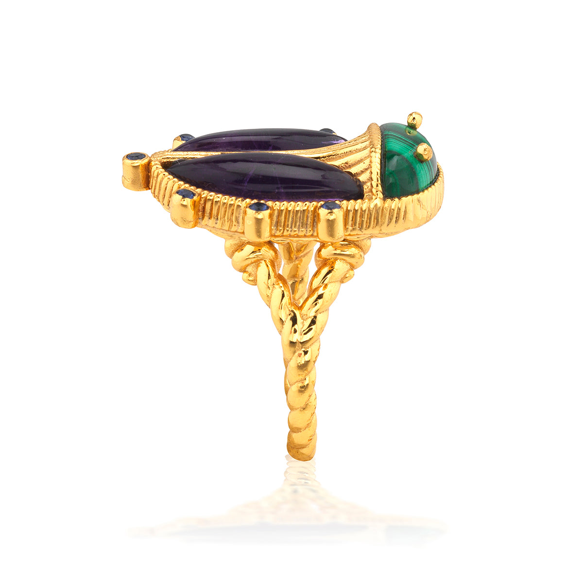 Scarab Grande Ring Malachite Amethyst, alternate angle