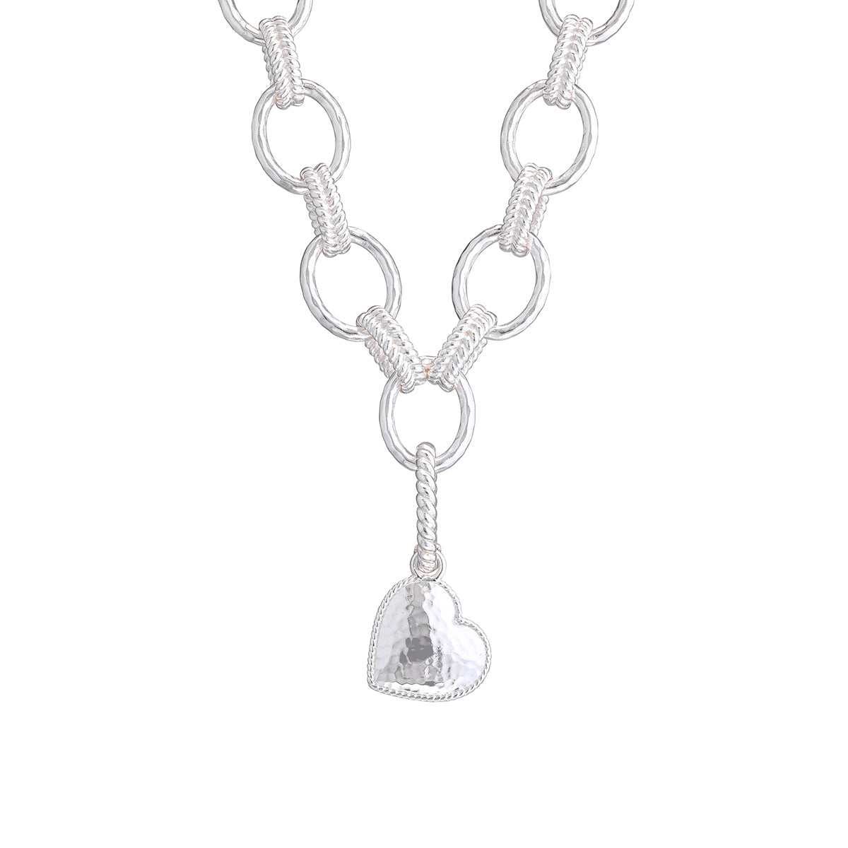Love Medium Charm/Pendant - Silver detail on chain necklace