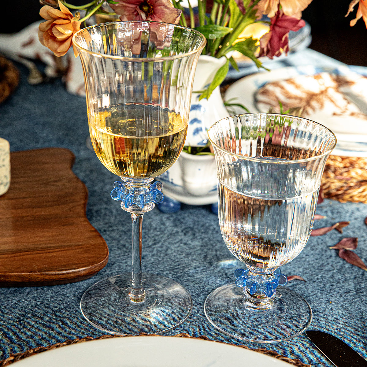 Nell Ruffle Wine Glass - Chambray - detail view
