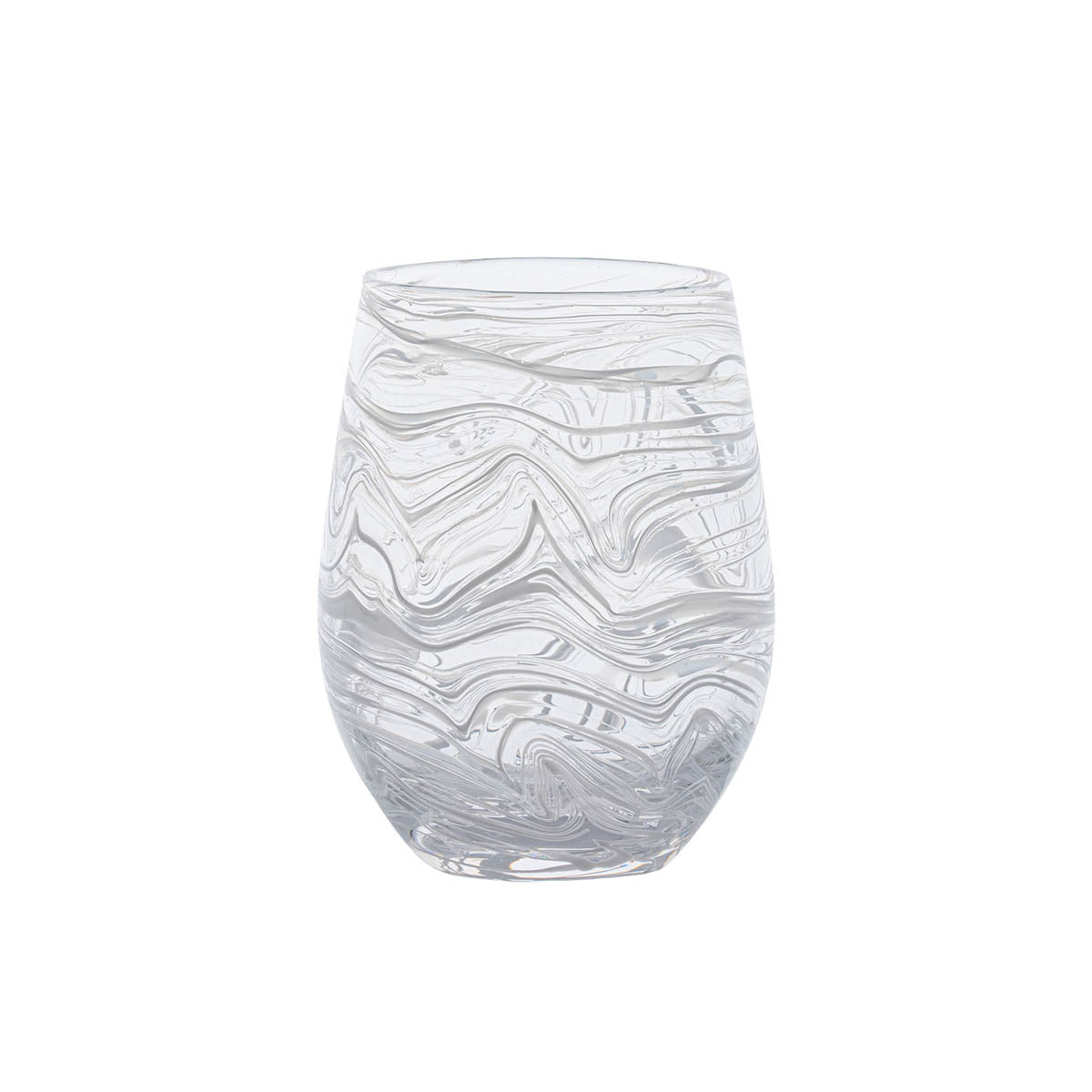 Like swirling water and the decorative pages of Florentine leather-bound books, this marbled wine glass adds an eclectic splash to your everyday table with its captivating motif in soft sea glass hues of white, blue, and green for a joyful pop of color. These chic vessels add a super stylish layer to cocktail hour and place settings - the abstract pattern mixes beautifully with everything.