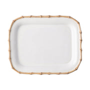 From our  Bamboo Collection - From lobster mac and cheese to bright vegetables braised to perfection, our white platter rimmed in natural bamboo adds exotic flair to your table. Pairs remarkably well with our Firenze and Quotidien collections.