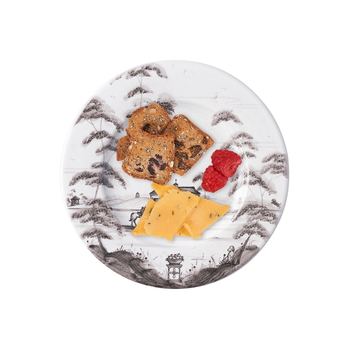 Country Estate Side/Cocktail Plate - Flint Grey, styled table setting view