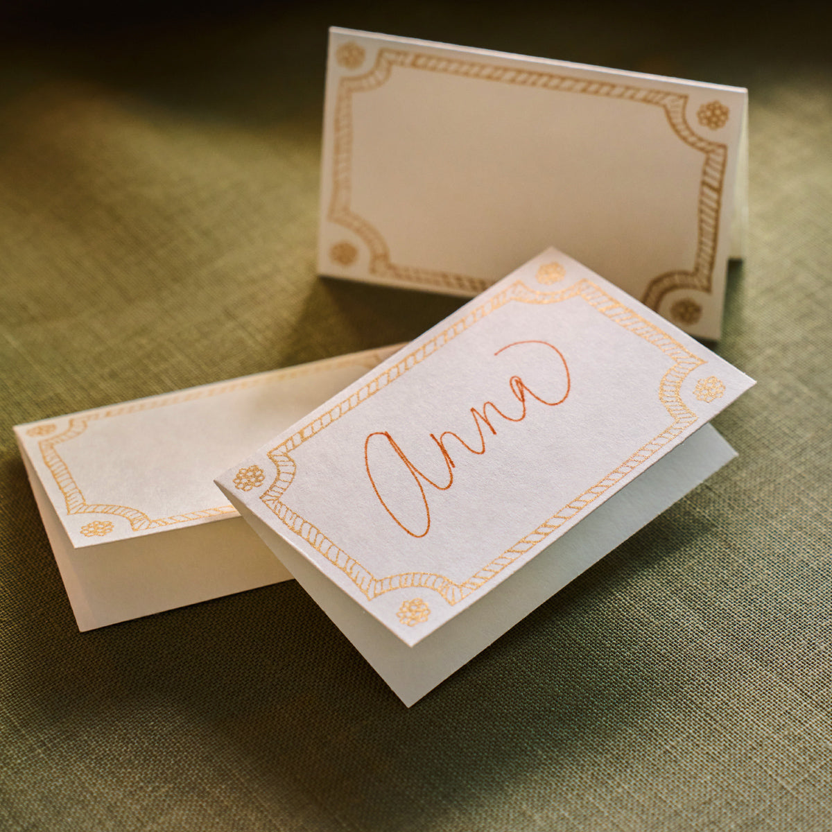 Berry & Thread Place Card Set/12 - Gold - alternate angle