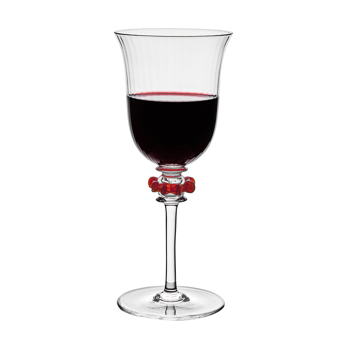 Nell Ruffle Wine Glass - Ruby - styled table setting view