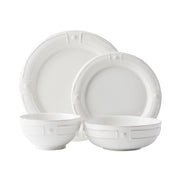 Inspired by the impeccably elegant symmetry of Parisian architecture, we've created a fresh extension to our iconic Berry & Thread collection. Designed specifically for layering, it lies on a precise axis when stacked together. This 4 piece place setting includes: a dinner plate, dessert/salad plate, cereal bowl and coupe pasta bowl.