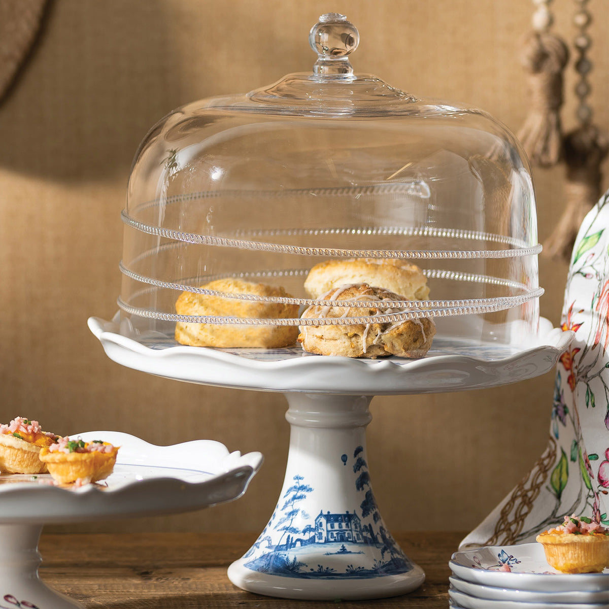 Country Estate Cake Stand - Delft Blue, alternate angle