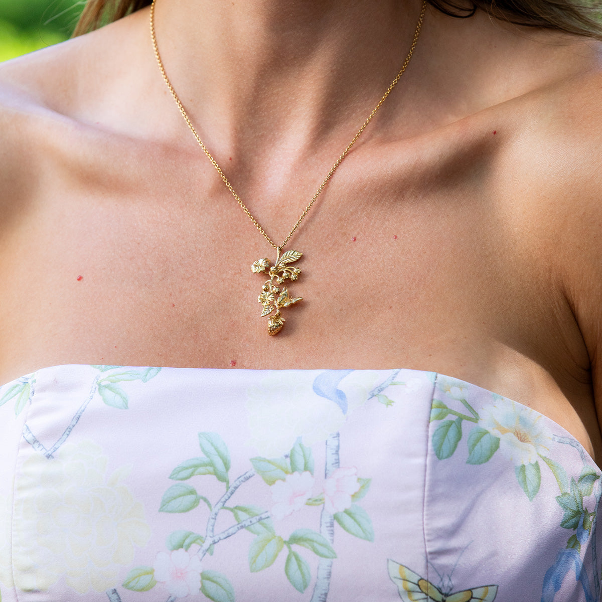 Meadow Walk Bouquet Charm Necklace 16in 2in Gold, alternate angle