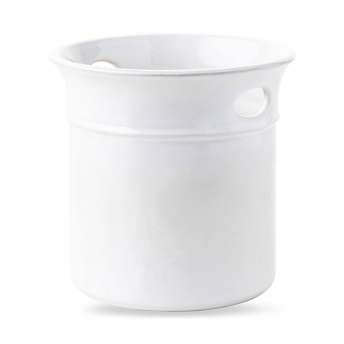 This handled utensil crock is substantial enough to house all your spoons, ladles, spatulas and more - and features a versatile shape that can double beautifully as a vase or wine cooler.