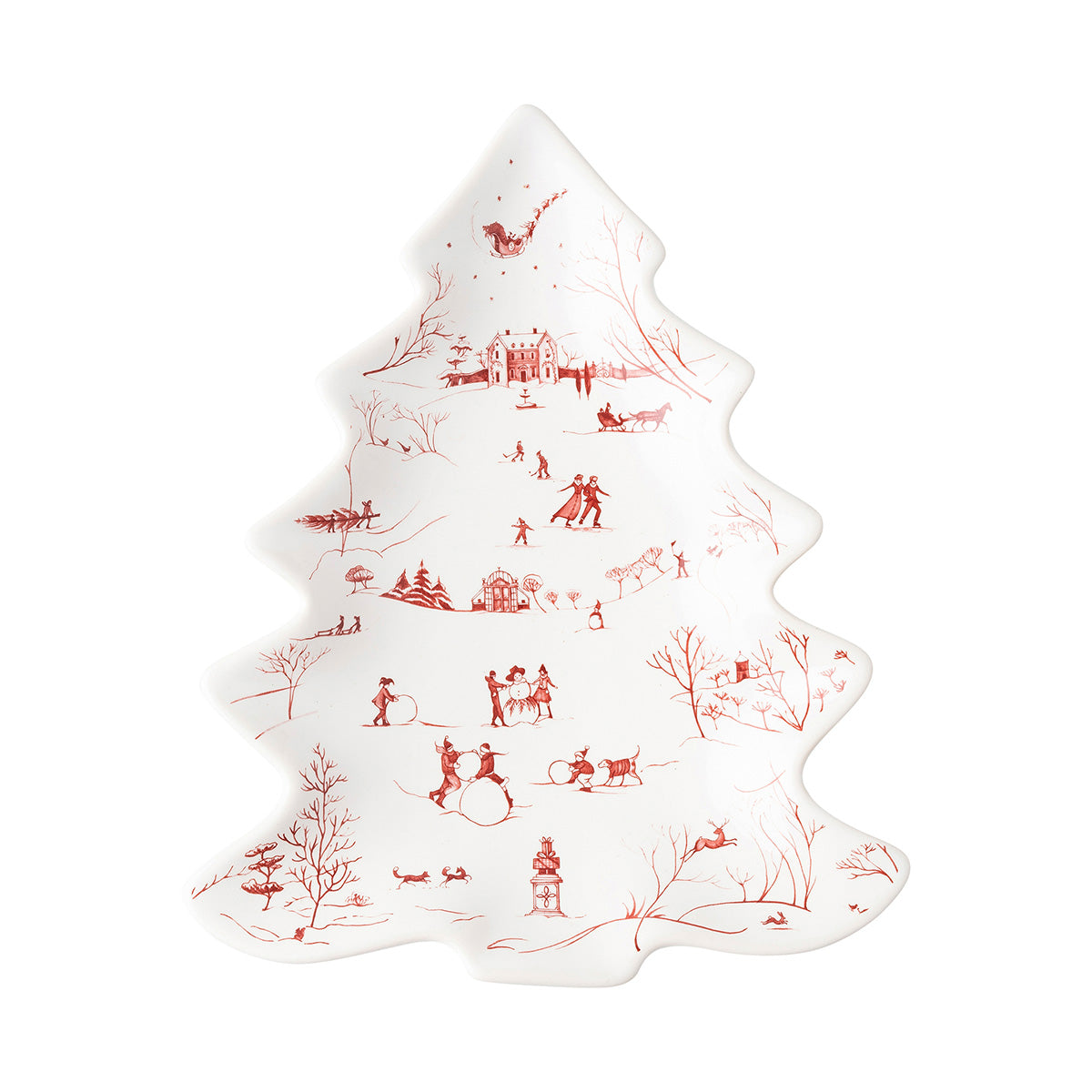 Country Estate Winter Frolic 10" Tree Tray - Ruby
