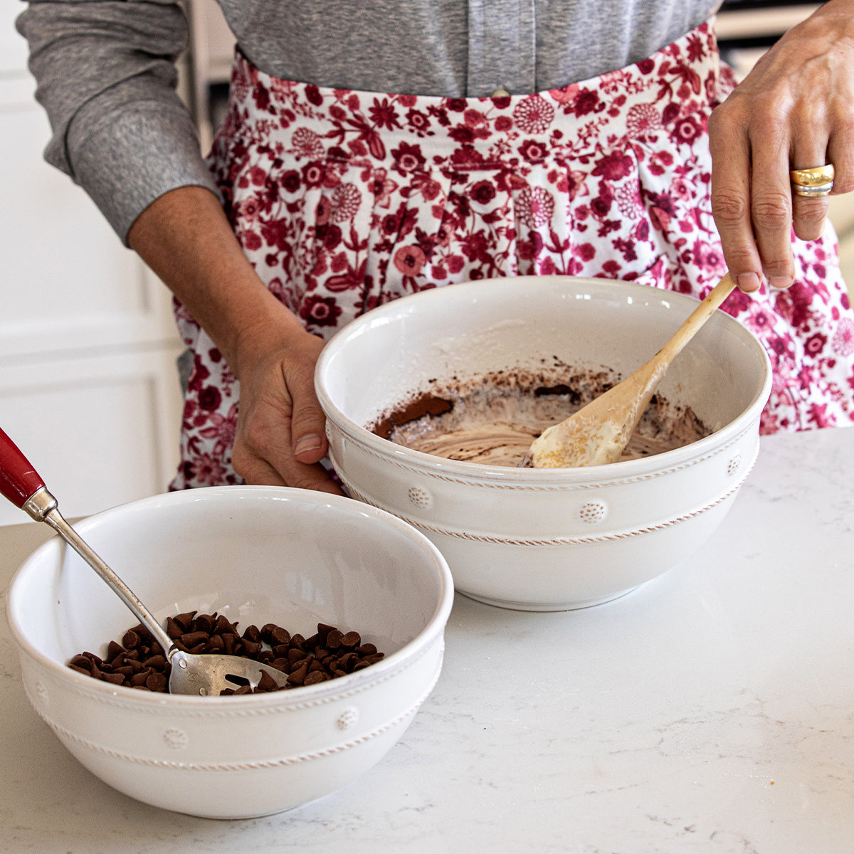 Berry & Thread Nesting Serving Bowl Set/3pc - Whitewash, lifestyle setting