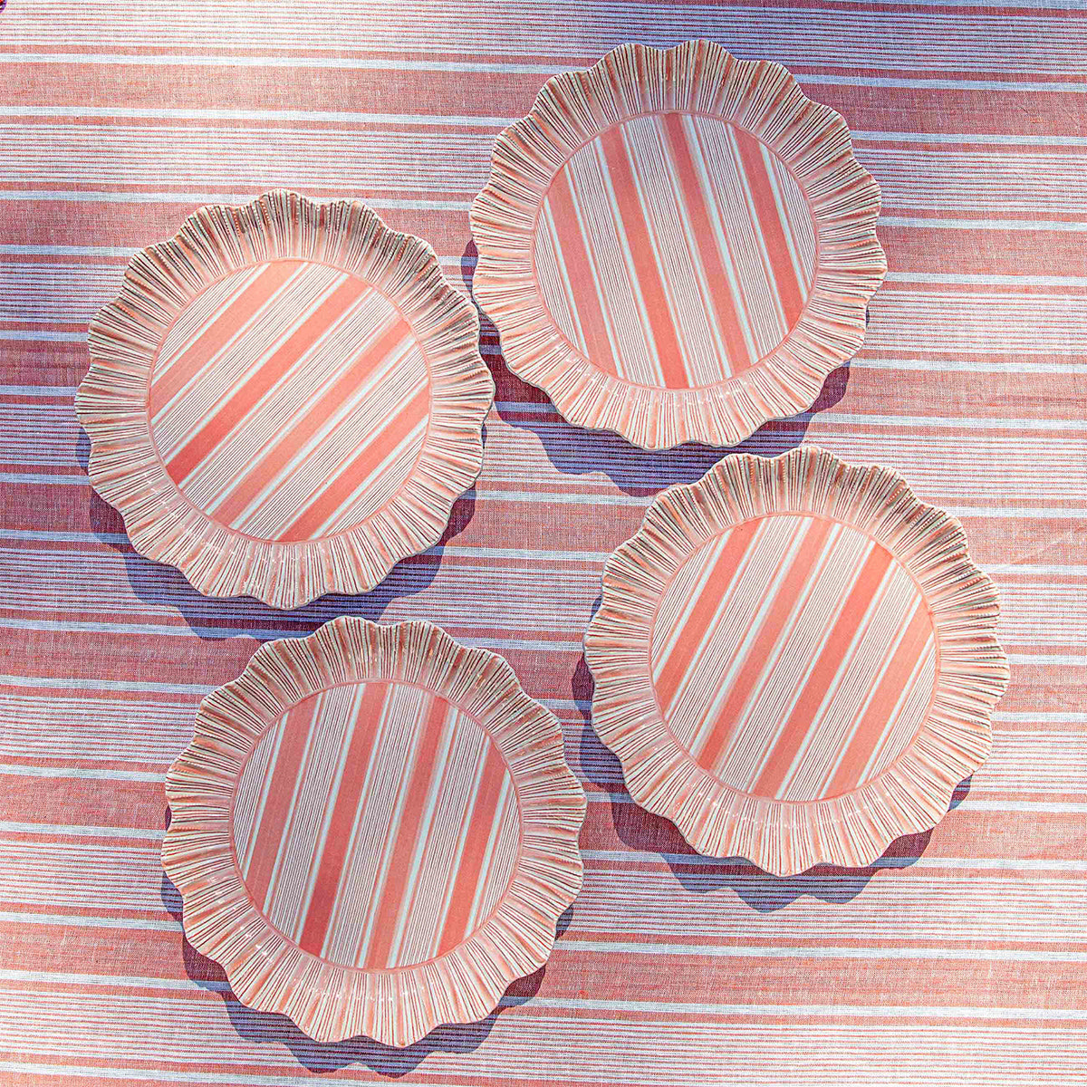 Cabana Stripe Melamine Dinner Plate Set/4 - Coral – Juliska