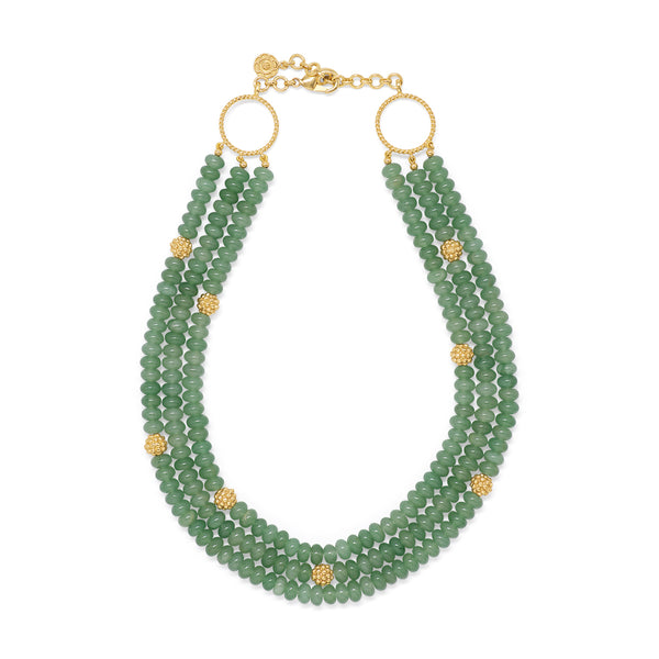 Green jade bead necklace on sale