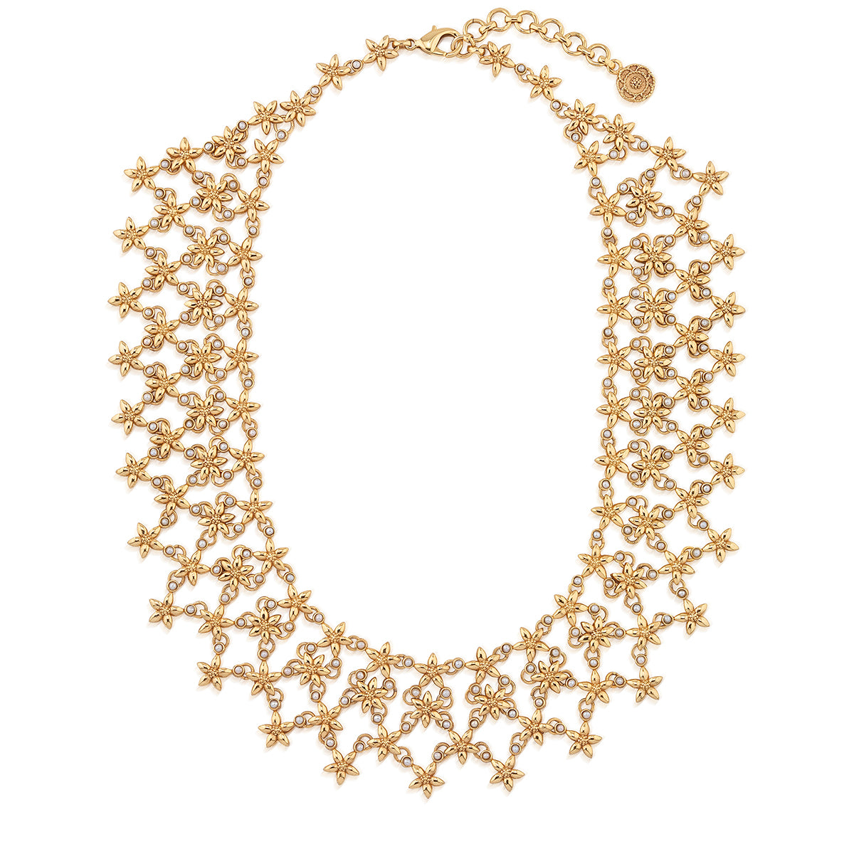 Jasmine Cascade Necklace 16in 2in Pearl White, detail view