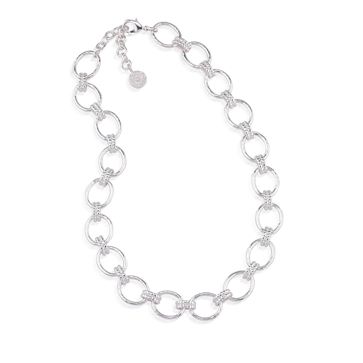 Cleopatra Grande Link Necklace, 16"+2" - Silver Detail