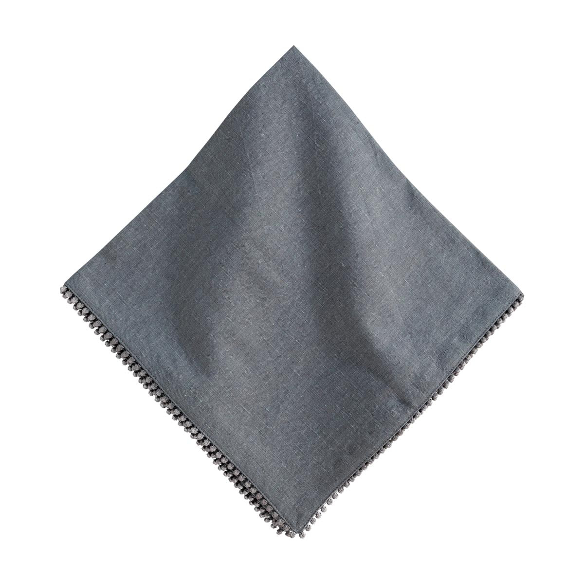 Add a lovely layer of understated adornment to the table with these beautiful linen napkins of woven cotton that are trimmed with a border of tiny, embroidered knotting for subtle embellishment. Offered in fun and fabulous colors of flint, saffron, persimmon and watercress.
