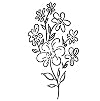 Black line drawing of a floral branch on a white background