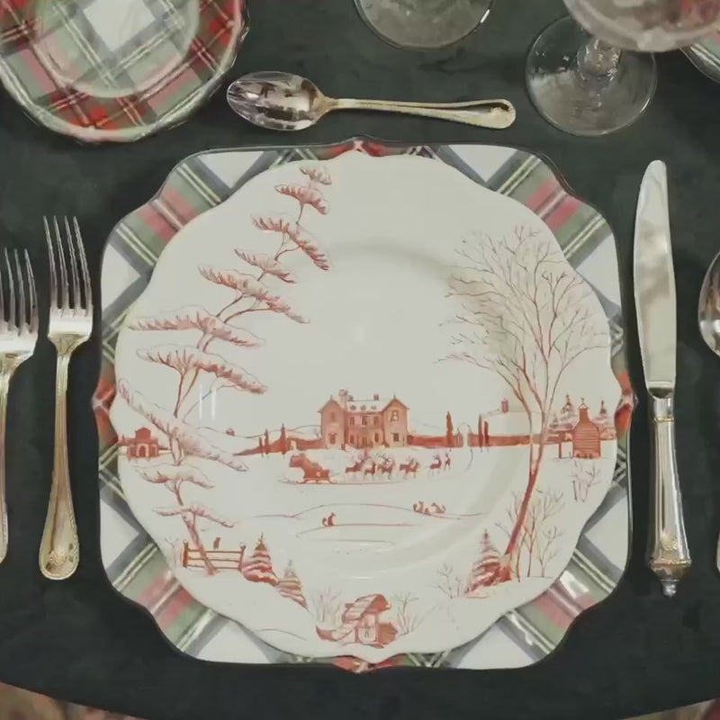 Video of Country Estate Winter Frolic Collection Being Used At Dinner Party
