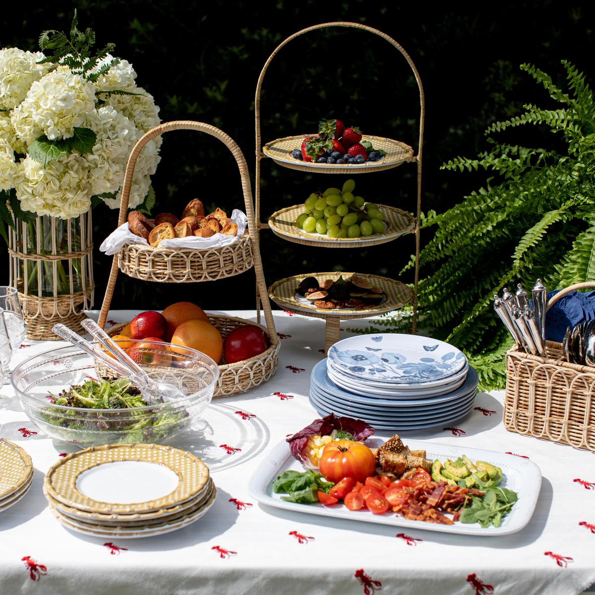 Provence Rattan Three Tiered Plate Server - Whitewash | Juliska