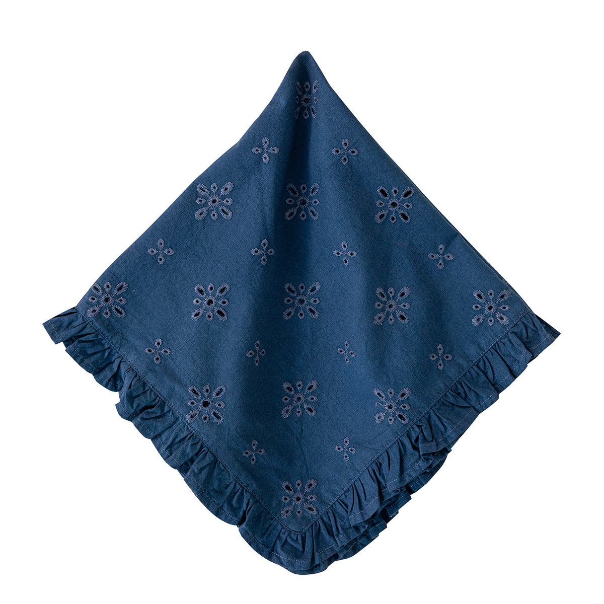 With a sprinkling of dainty eyelet cutouts and a sweet, ruffled border, these cotton napkins are equally elegant and relaxed. Available in fresh colors that are ideal for sunny settings, they breathe instant texture and a little understated loveliness to any tablescape. 