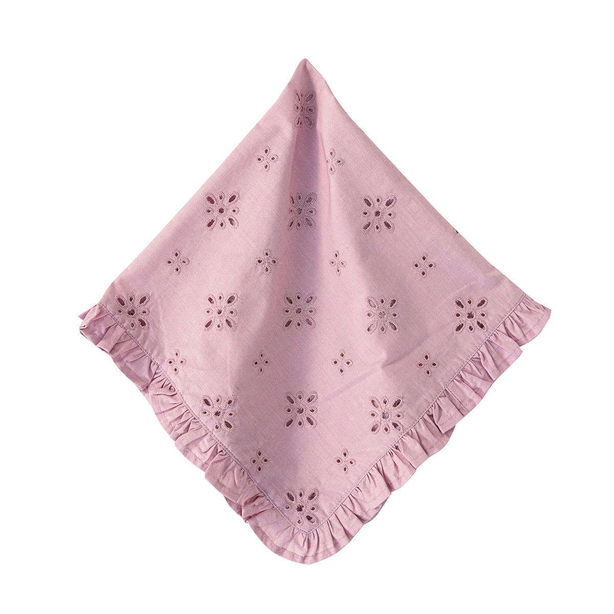 With a sprinkling of dainty eyelet cutouts and a sweet, ruffled border, these cotton napkins are equally elegant and relaxed. Available in fresh colors that are ideal for sunny settings, they breathe instant texture and a little understated loveliness to any tablescape. 