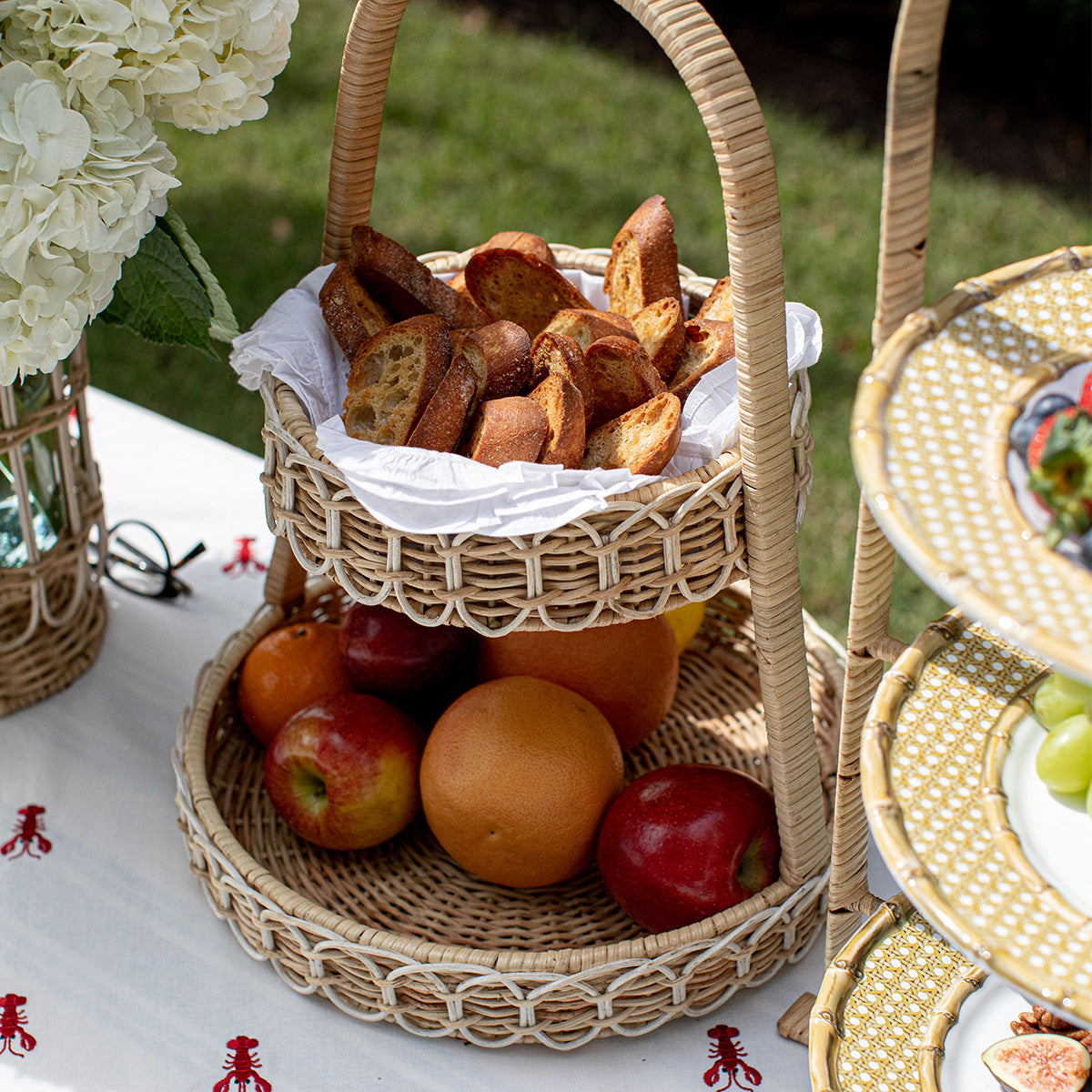 Provence Rattan Two Tiered Server - Whitewash | Juliska