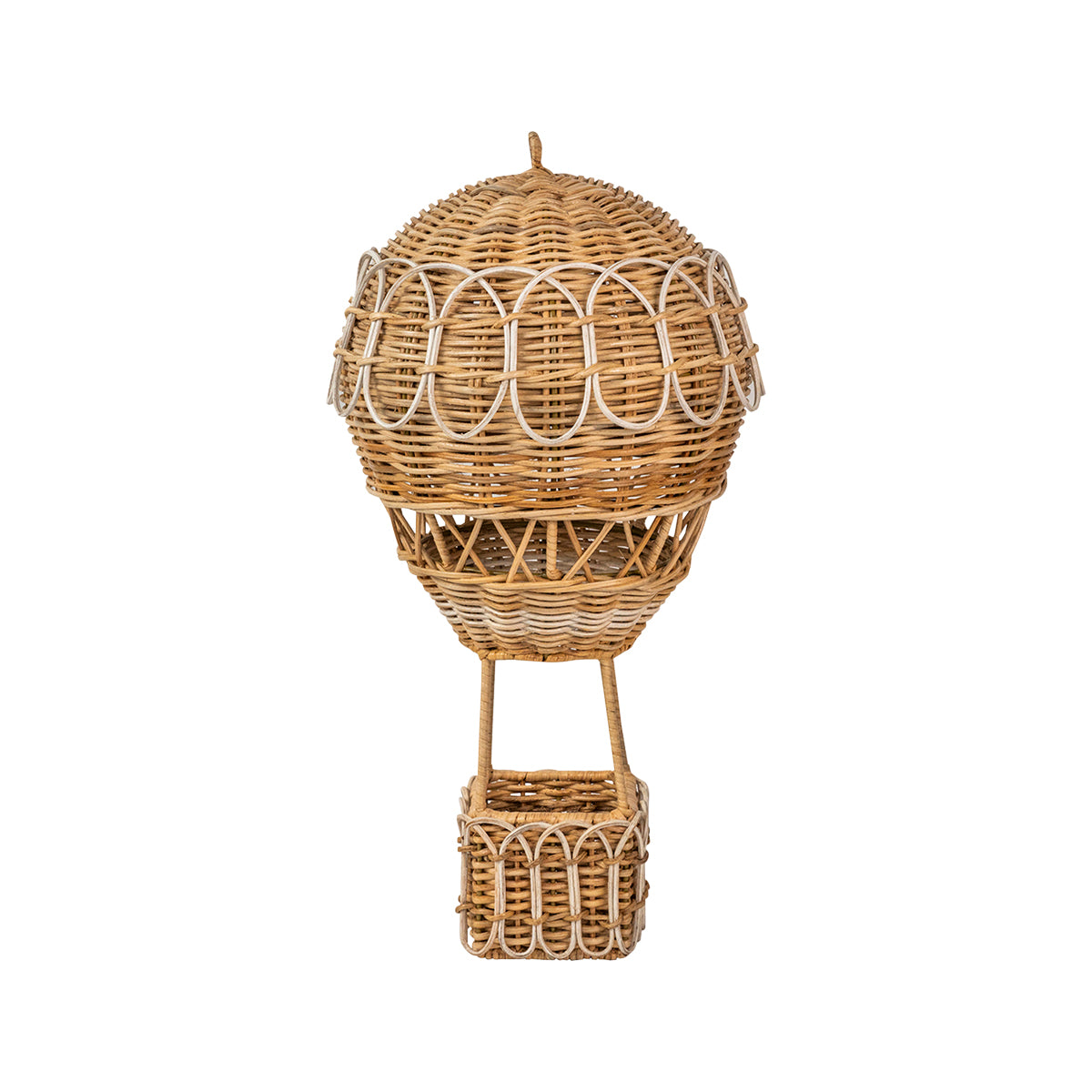 Reminiscent of found treasures from a Provencal French market, this whimsical wicker statement piece is a wonderful addition to any entertaining enthusiast’s trove, ready to take decorating dreams to new heights. Made from sturdy woven rattan, the basket can stand alone on the table as a centerpiece or hang aloft from its convenient hook. Rustic and romantic, it is especially enchanting when filled with floral arrangements and festooned with coordinating ribbons.