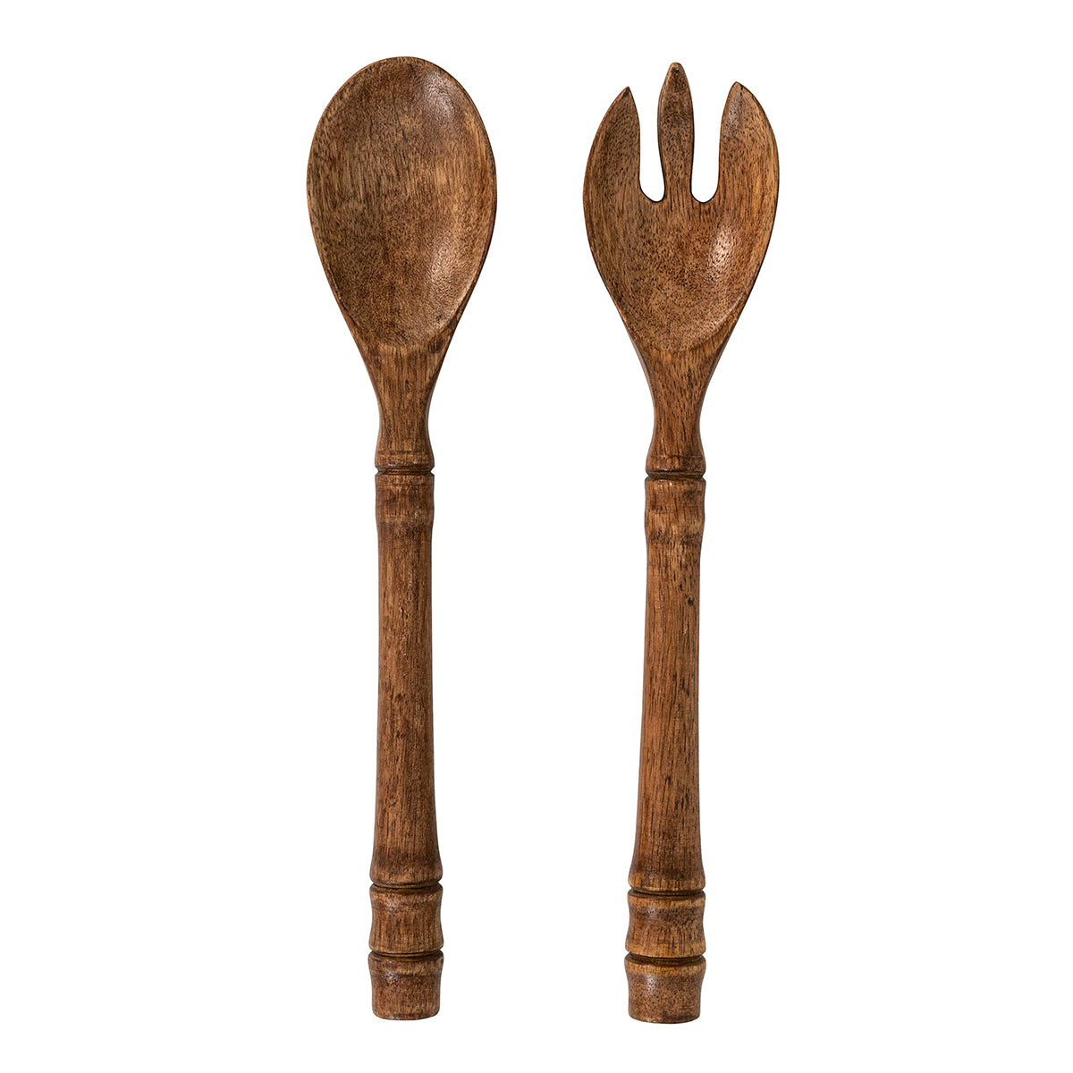 Hand-turned from beautiful Mango wood, these artisanal salad servers are perfectly poised to deliver seasonal salads or family-style side dishes to your guests’ plates.  