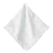 With a sprinkling of dainty eyelet cutouts and a sweet, ruffled border, these cotton napkins are equally elegant and relaxed. Available in fresh colors that are ideal for sunny settings, they breathe instant texture and a little understated loveliness to any tablescape. 
