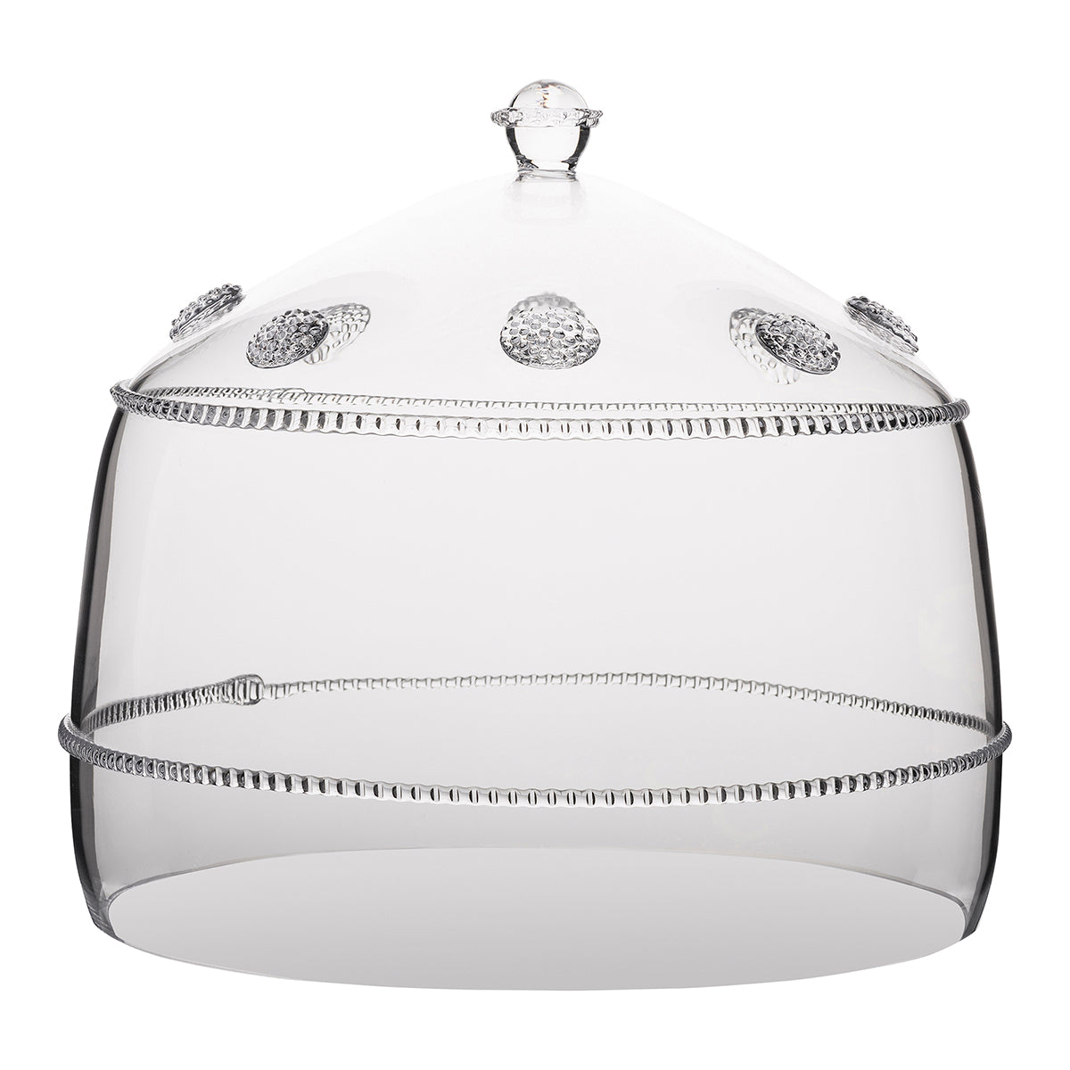 From our Isabella Collection - Shelter sweet treats beneath this glass canopy for a chic way to present desserts. Our signature berries complement the fruit of cupcakes as well as grapes alongside a savory offering of cheeses.