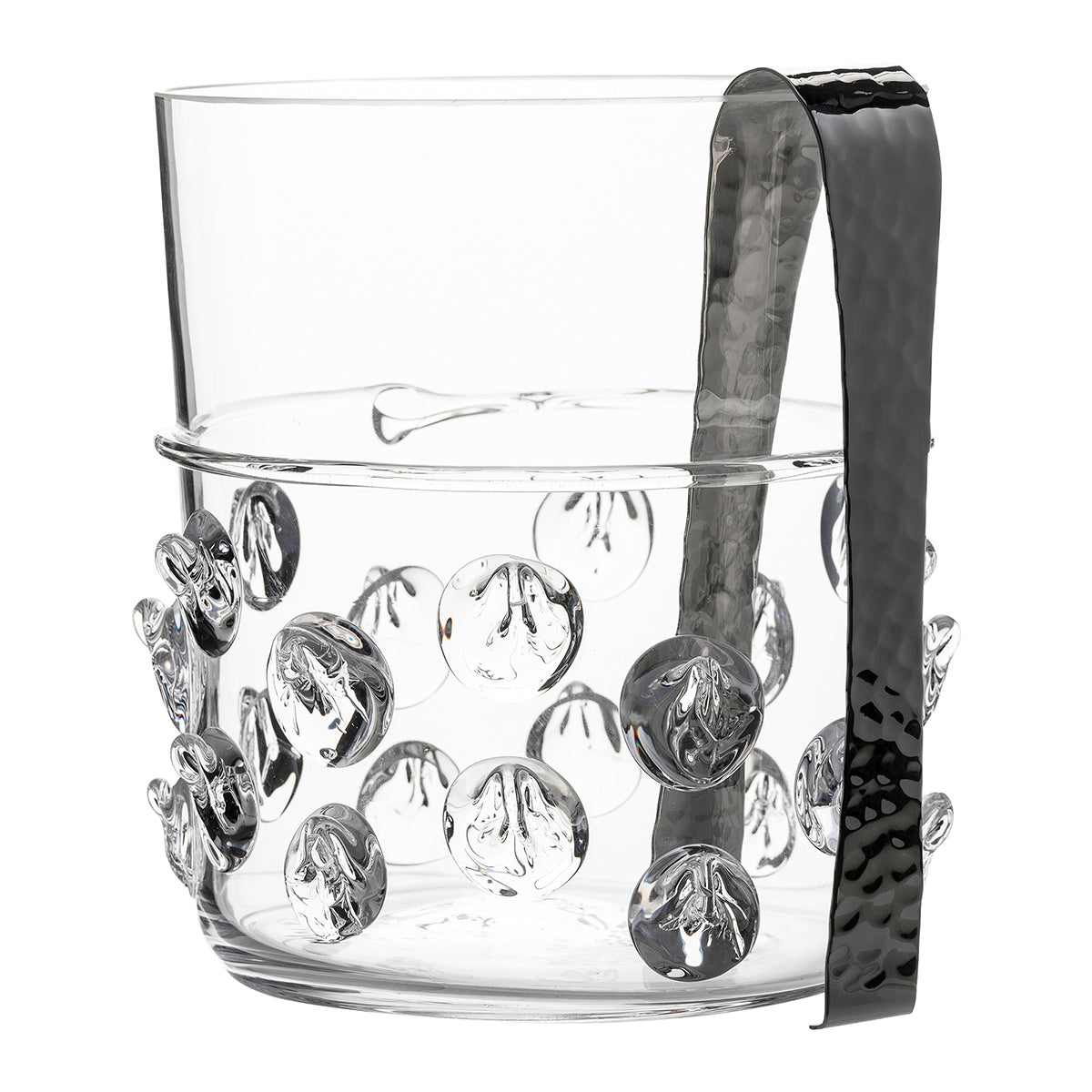From our Florence Collection- This ice bucket with tongs features the historic Bohemian &'Prunt'; motif of indulgent droplets that are opulent, fun and irresistibly tactile.