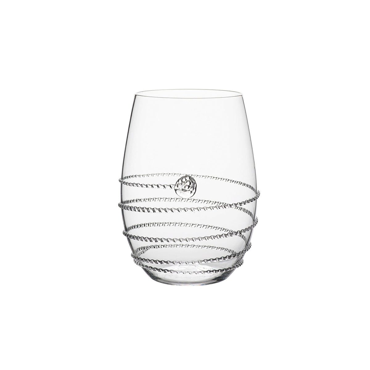 From our Amalia Collection - We've given the classic stemless wine glass a decadent twist with our signature Amalia swirl and single berry accent, to pair perfectly with your favorite vintages, upscale cocktail fetes, and casual summer nights on the veranda. The stemless design makes it sublimely easy to throw in the dishwasher at evening's end.