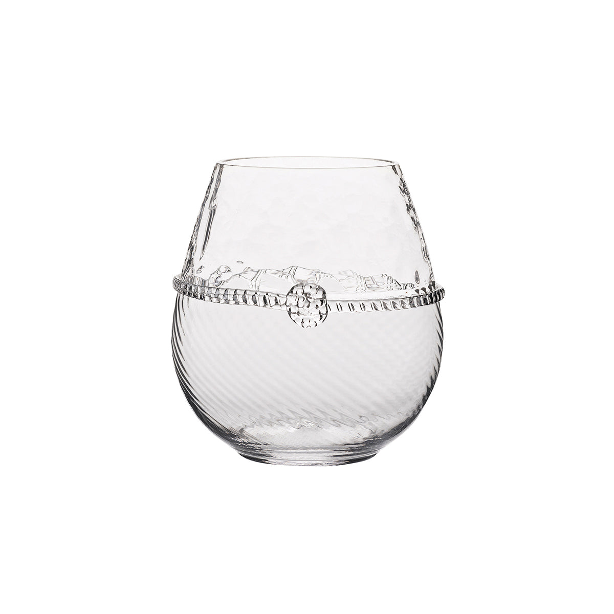 From our Graham Collection - Our perfectly proportioned glass twinkles in the candlelight. Dressed in optic glass from the waist down and belted with a charming sash, our glass is as classic as the vintages it contains.