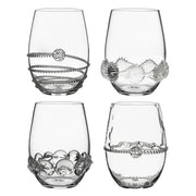 Set 4 Stemless Wine Juliska Heritage Coll G Box mouth-blown glass, detail view