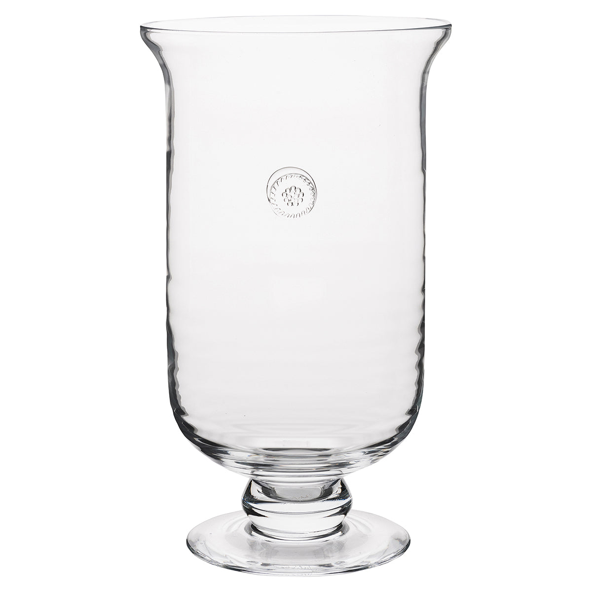 From our Berry & Thread Collection - Let dancing candlelight set the scene for a romantic night. Emblazoned with our signature medallion, our hurricane is classically styled allowing it to blend with any decor and add just the right amount of sparkle to your soiree. It can also be used as fabulous vase for large arrangements.